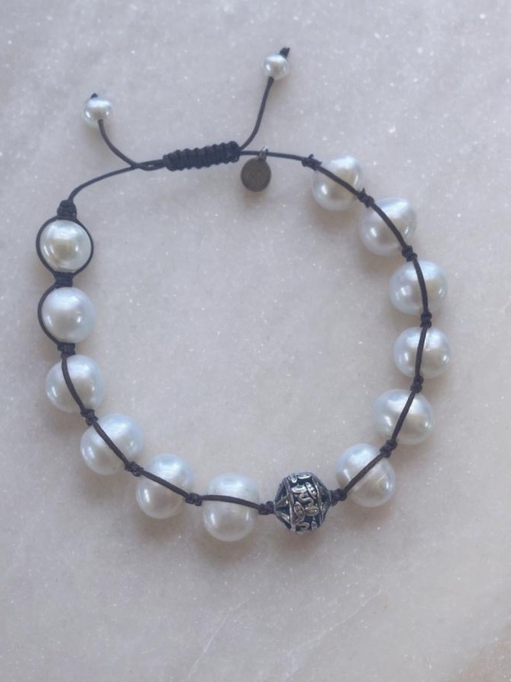 Silpada Adjustable Pearl Bead Bracelet with Silver Accent B2424 fit up to 10”